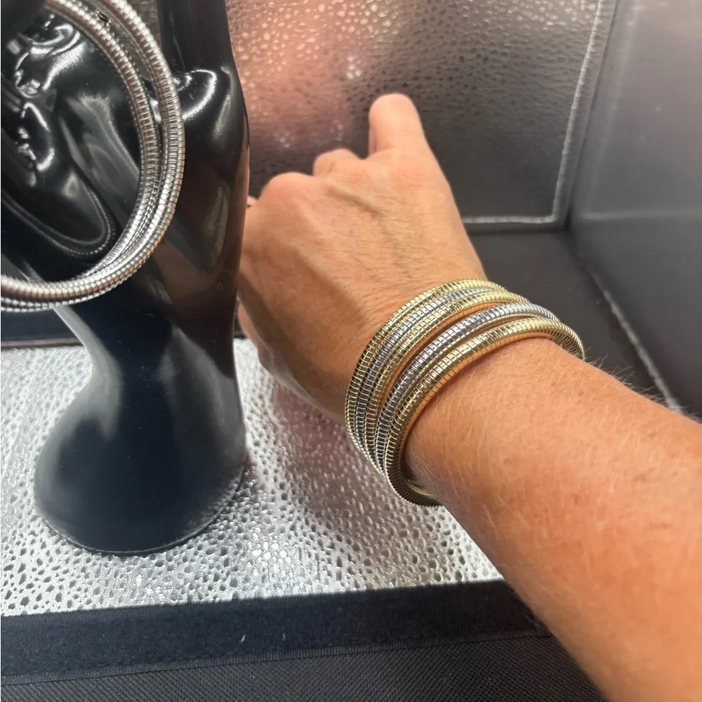 Elegant Gold and Silver Stretchy Bangles